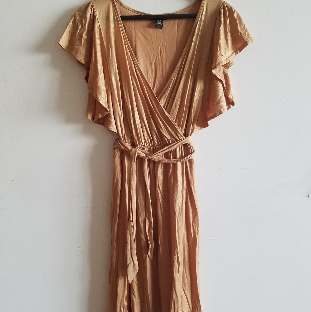 Gold wrap dress